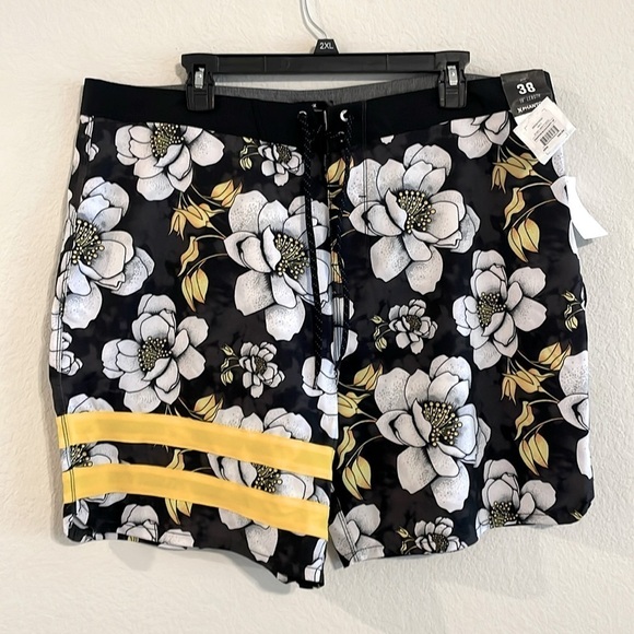 Hurley Black Tropical Floral Phantom Hawaiian Swim Board Shorts - Picture 3 of 14